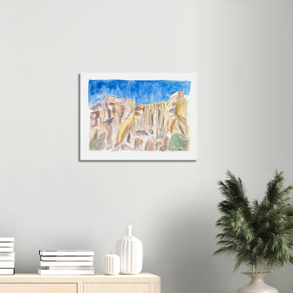 Ronda City View and Andalusia Dreams with Rocks and Puente Nuevo - Limited Edition Fine Art Print - Original Painting available