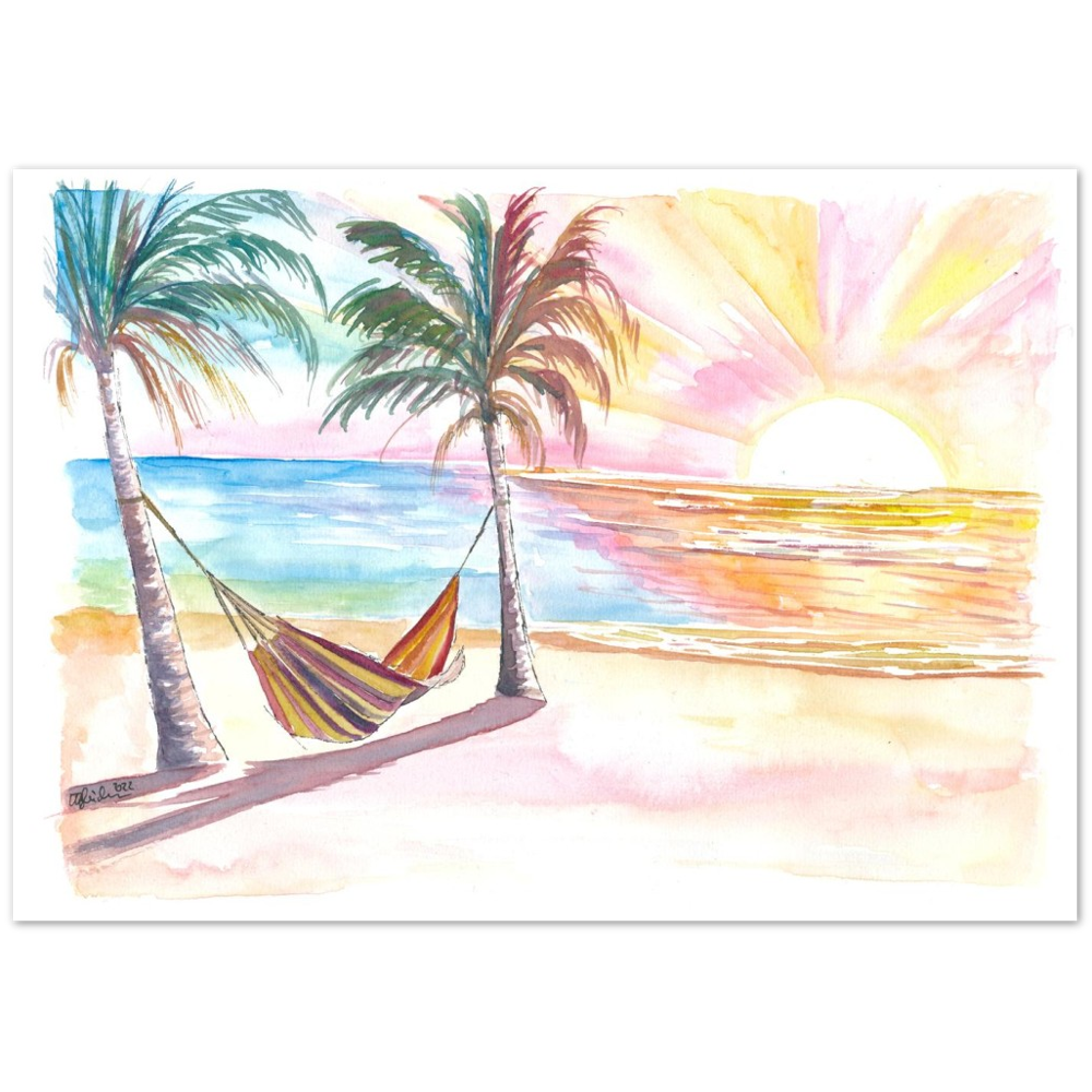 Lazy Tropical Hammock in Palm Shadow with Ocean Sounds
