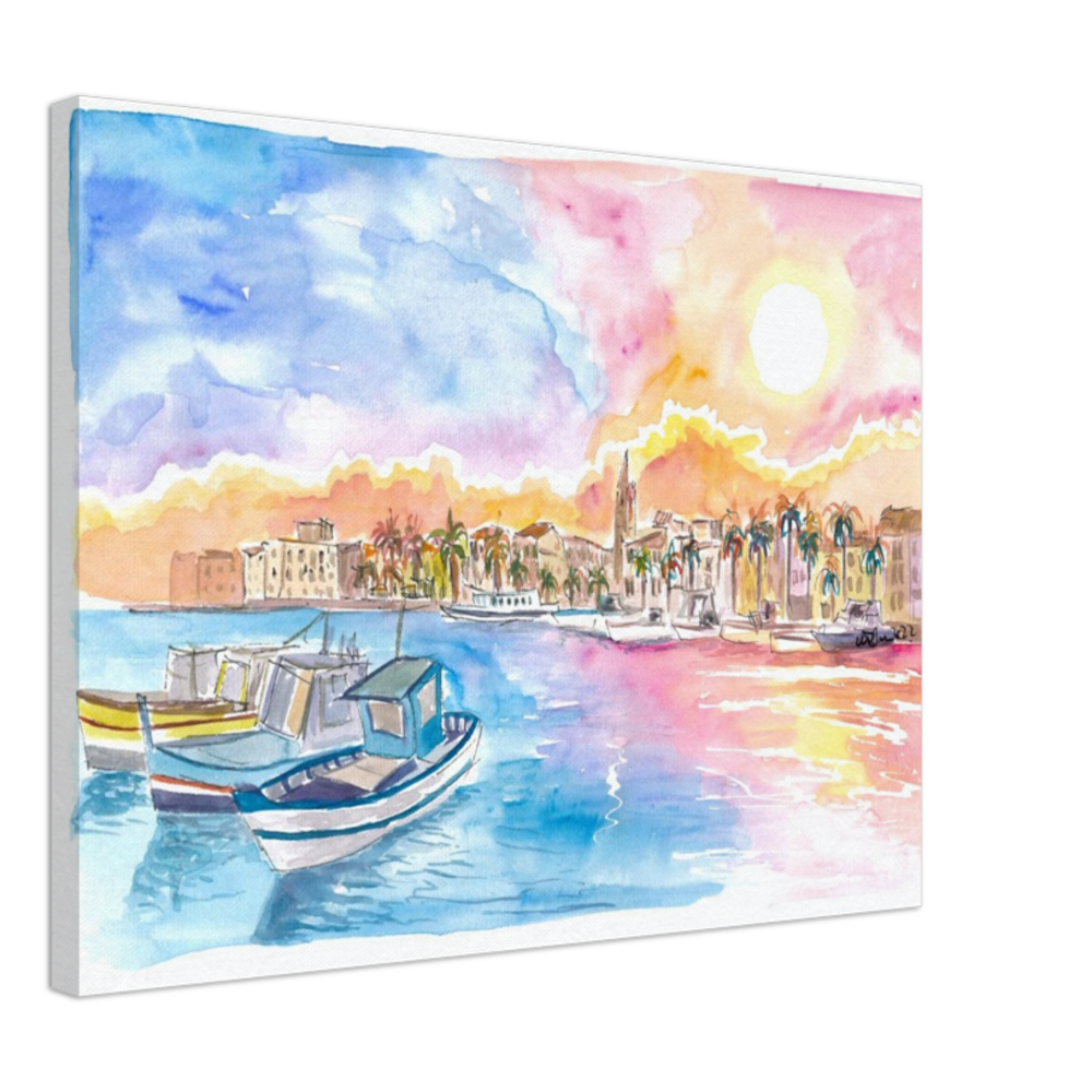 Romantic Harbour Sunset in Coastal Provence in Southern France