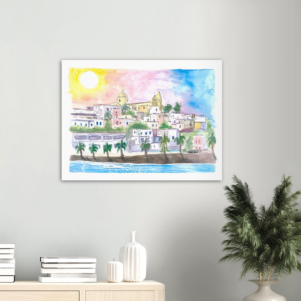 Sunlight over Stromboli Aeolian Islands Italy - Limited Edition Fine Art Print - Original Painting available