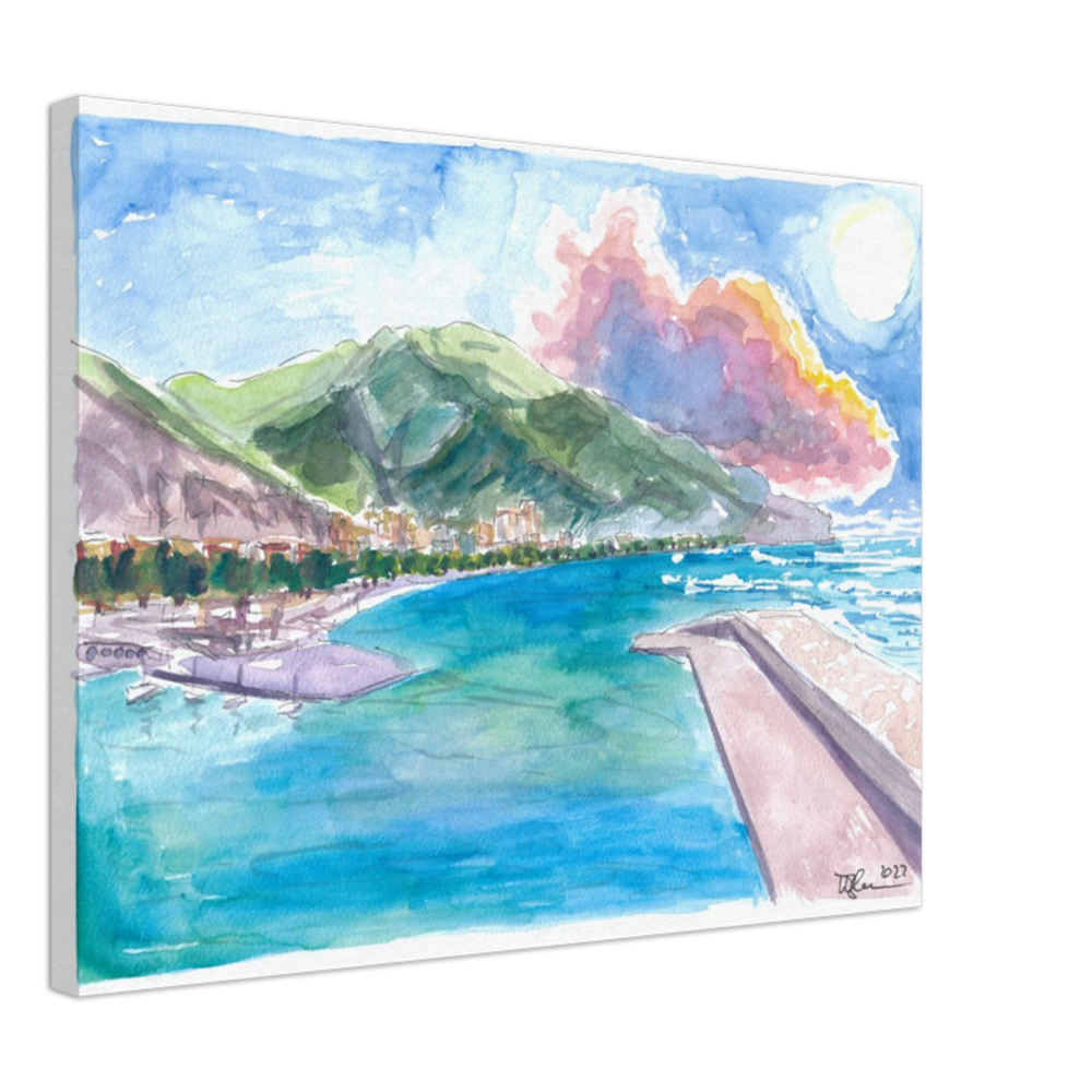 Maiori Port on Amalfi Coast with Clouds and Blu Med - Limited Edition Fine Art Print -