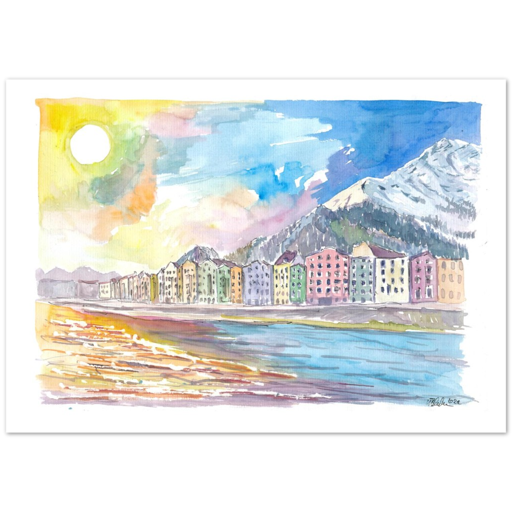 Innsbruck Tyrol Austria Houses with River Inn and Nordkette