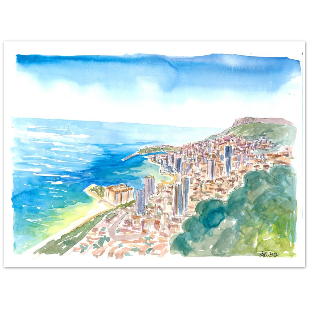 Monaco View From the Mountains With Skyline and Sea