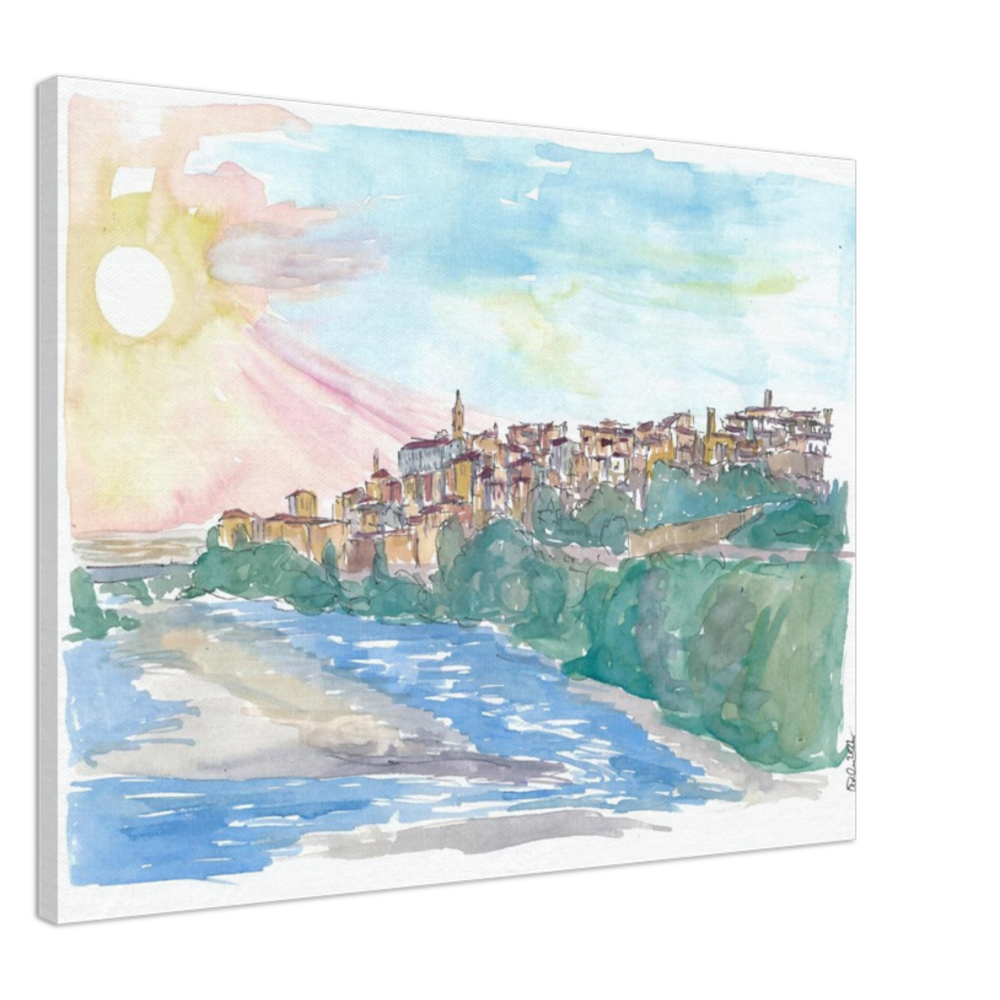 Ventimiglia Liguria Italy Panorama with Roia River