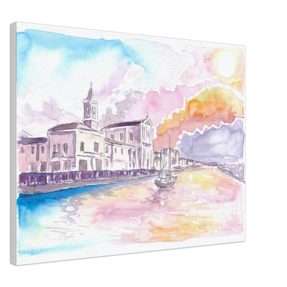 Cesenatico Summer Breeze Harbour Sunset Scene - Limited Edition Fine Art Print - Original Painting available
