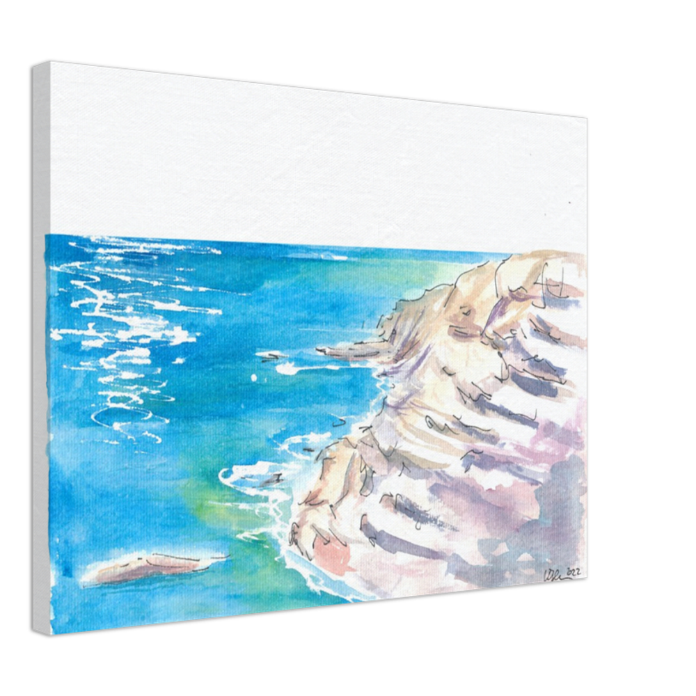 Capo Vaticano Cliffs with Blue Mediterranean Sea - Limited Edition Fine Art Print - Original Painting available