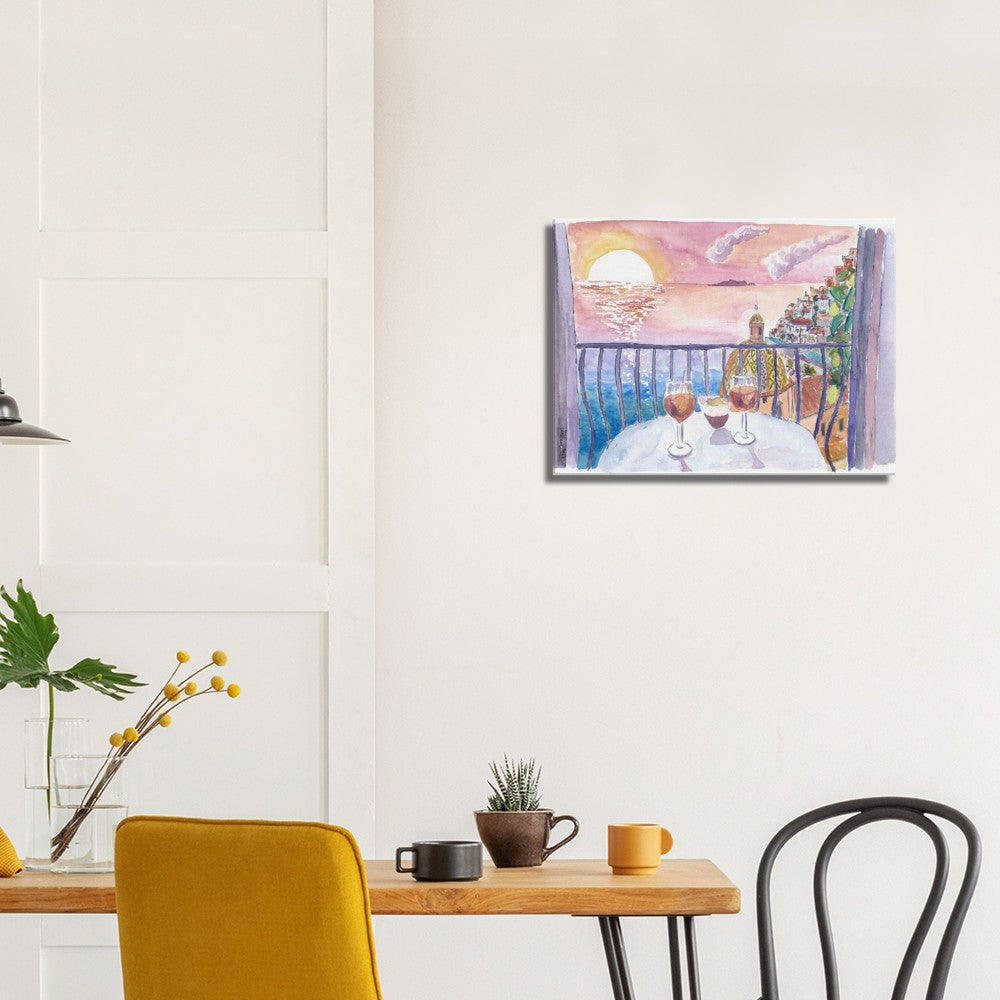 Unforgettable Incredible Amalfi Sunset View Terrace with Infinite Sea View - Limited Edition Fine Art Print - Original Painting available