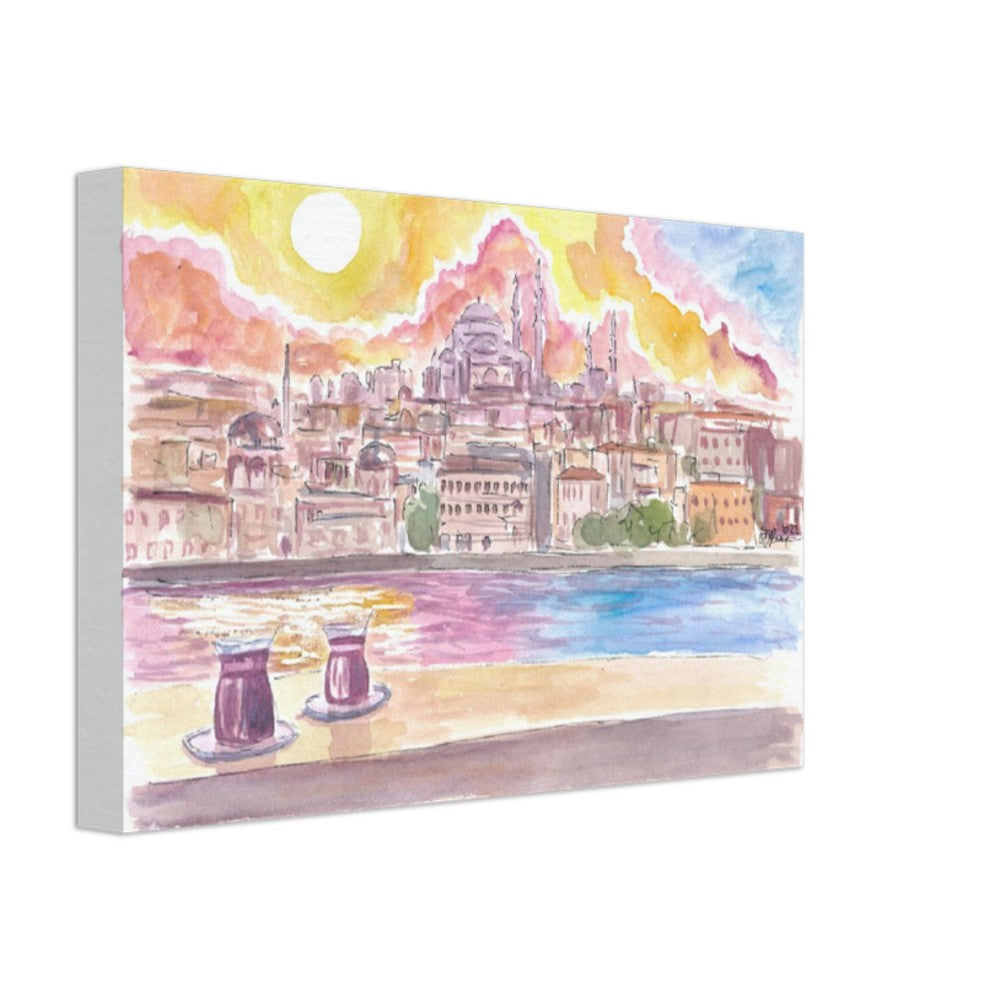 Istanbul Turkey Amazing City View with Skyline and Tea - Limited Edition Fine Art Print - Original Painting available