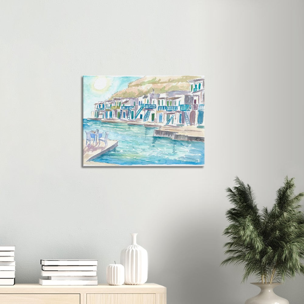 Milos Greece Aegean Island Dreams with Harbour Scene - Limited Edition Fine Art Print - Original Painting available