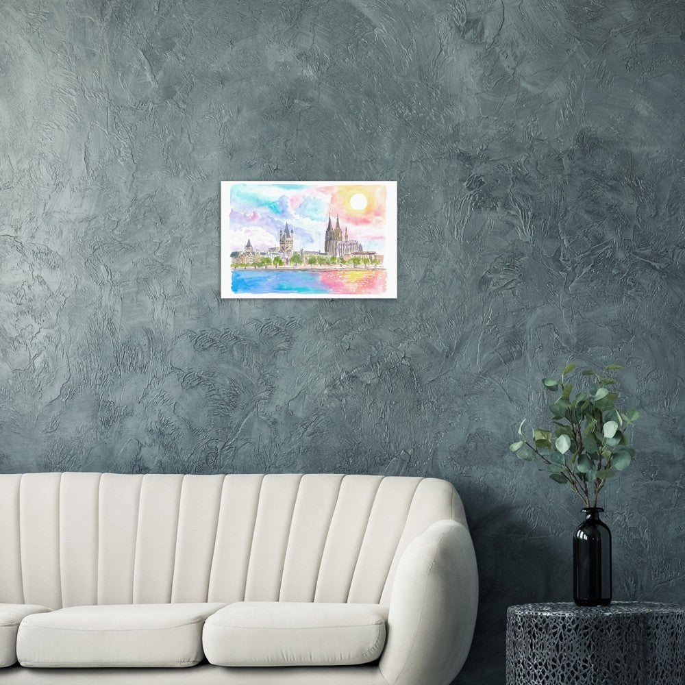 Cologne Germany Waterfront with Cathedral and Rhine - Limited Edition Fine Art Print - Original Painting available