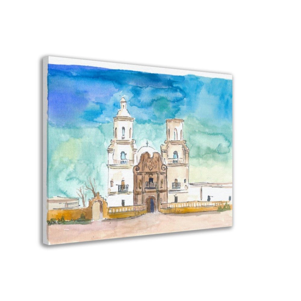 Mission in Tucson AZ White Dove of the Desert Scene - Limited Edition Fine Art Print - Original Painting available