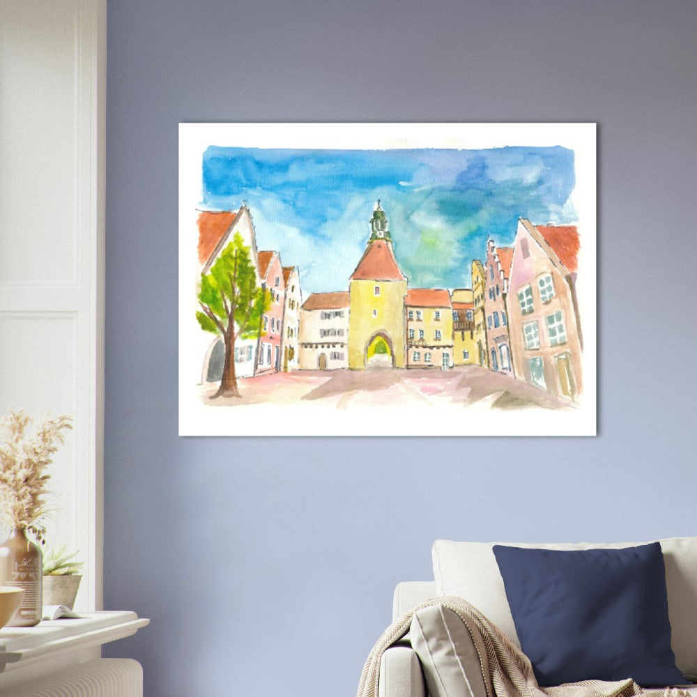 Weiden Bavaria Lower Market Square with Gate and Medieval Houses - Limited Edition Fine Art Print - Original Painting available