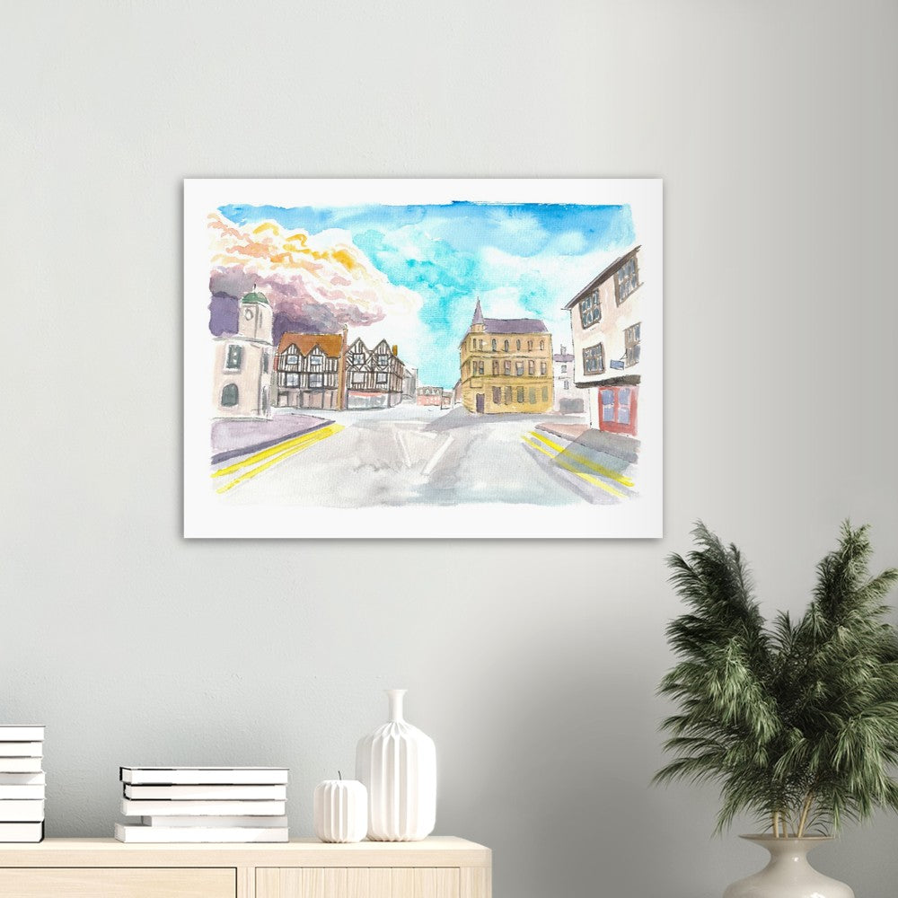 Historic Stratford-upon-Avon Street Scene in England Warwickshire - Limited Edition Fine Art Print - Original Painting available