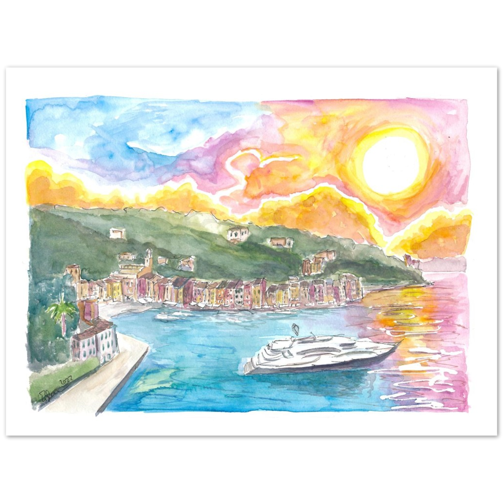 Portofino Italian Dreams with Luxury Yacht and Waterfront - Limited Edition Fine Art Print