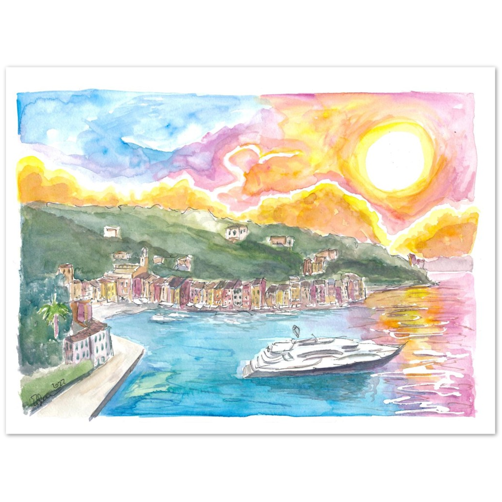 Portofino Italian Dreams with Luxury Yacht and Waterfront - Limited Edition Fine Art Print