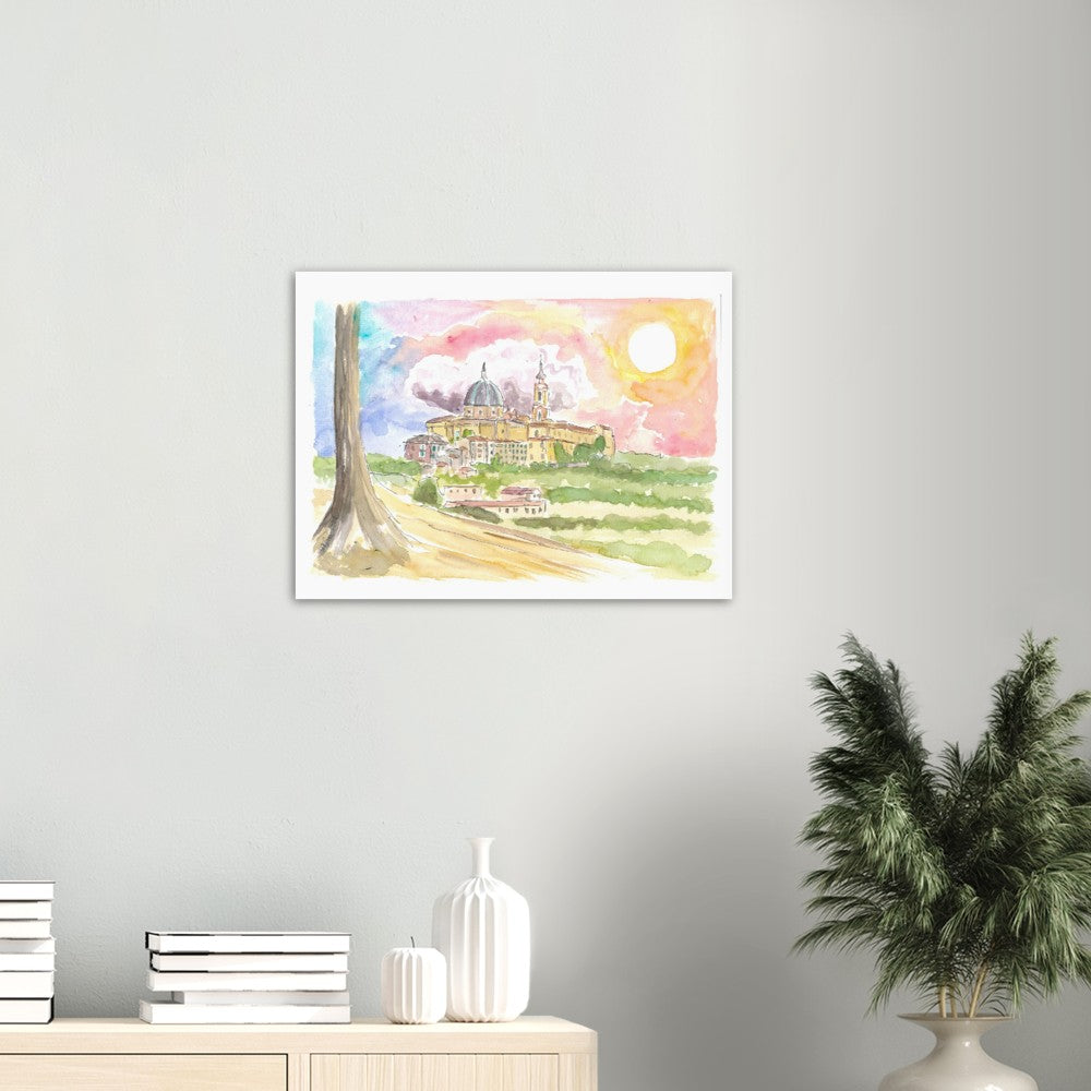 Loreto Italy City Pilgrimage Town on a Marche Hill - Limited Edition Fine Art Print - Original Painting available