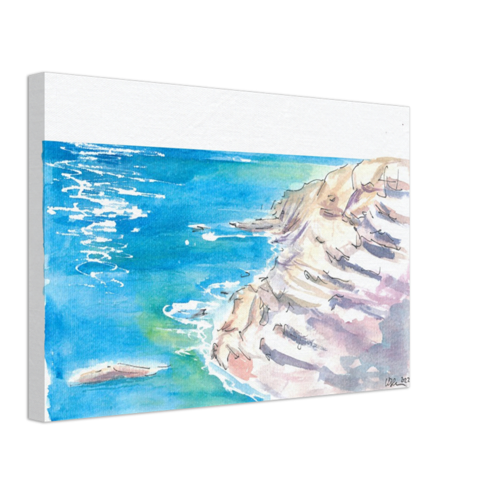 Capo Vaticano Cliffs with Blue Mediterranean Sea - Limited Edition Fine Art Print - Original Painting available