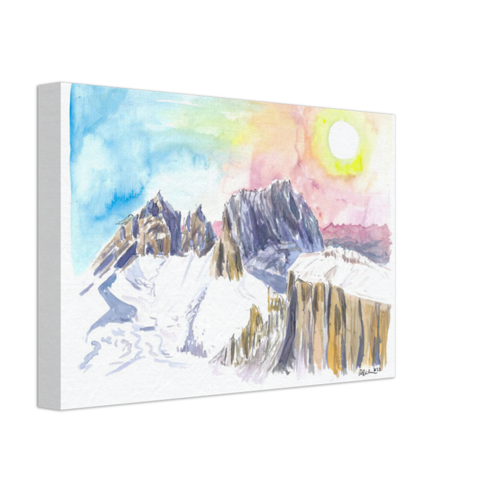 Dolomites Mountain Ridge with Winter Snow and Langkofel Sassolungo in South Tyrol, Italy - Limited Edition Fine Art Print