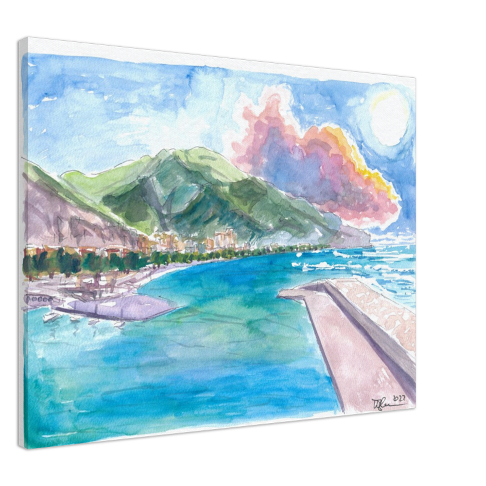 Maiori Port on Amalfi Coast with Clouds and Blu Med - Limited Edition Fine Art Print -