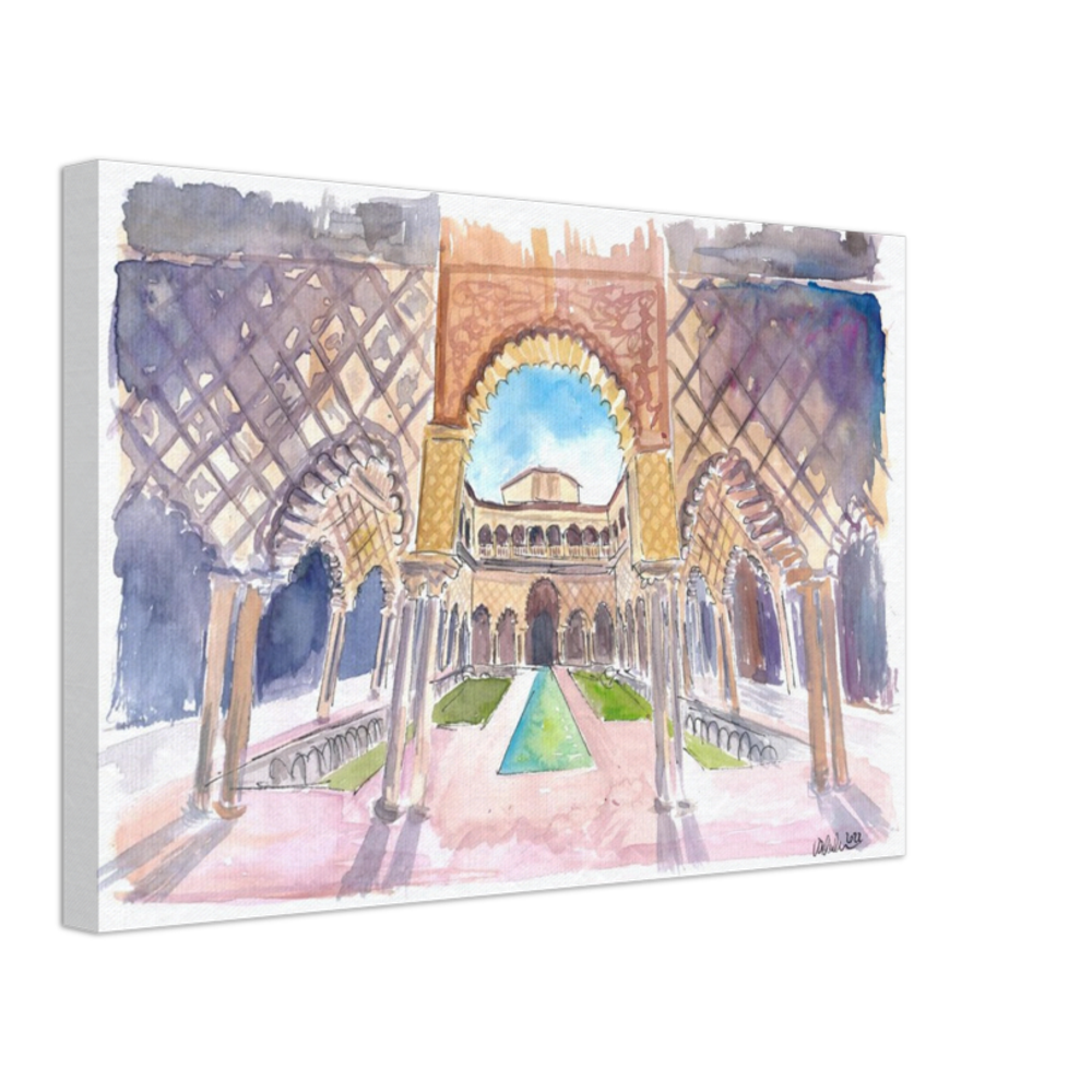 Scene of Patio de las Doncellas of Alcazar in Seville Andalucia