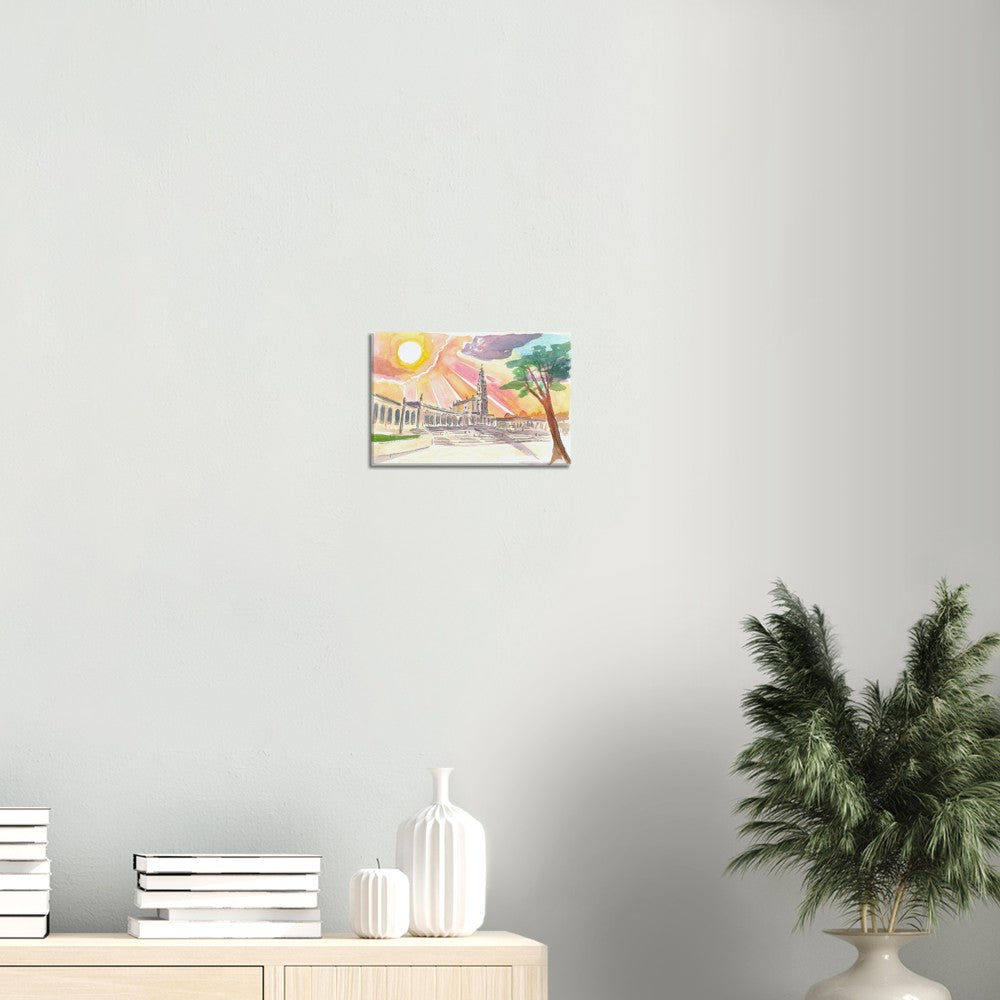 Sunset over Sanctuary of Our Lady of the Rosary of Fátima - Limited Edition Fine Art Print - Original Painting available