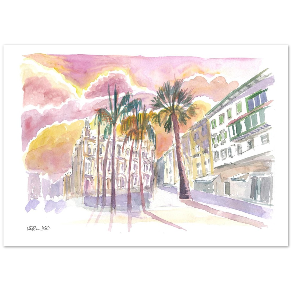 Las Palmas Gran Canary San Francisco Square with Literary Cabinet - Limited Edition Fine Art Print - Original Painting available