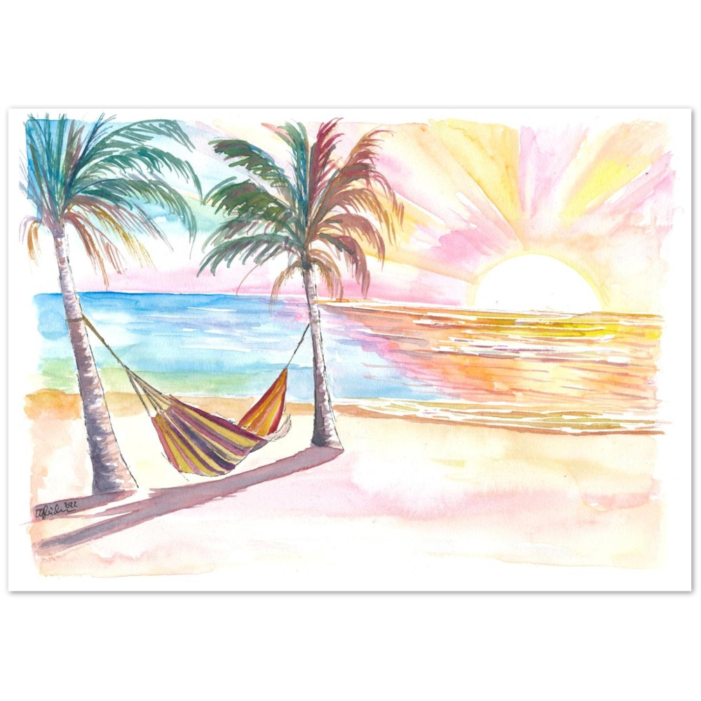 Lazy Tropical Hammock in Palm Shadow with Ocean Sounds