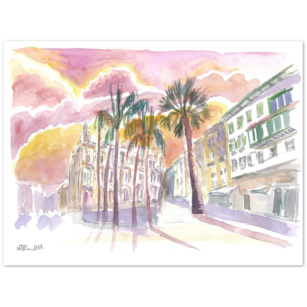 Las Palmas Gran Canary San Francisco Square with Literary Cabinet - Limited Edition Fine Art Print - Original Painting available