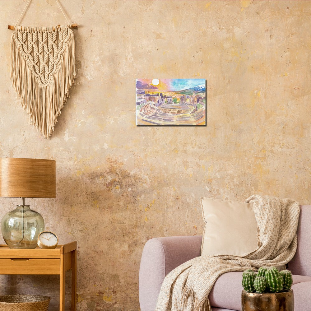 Ancient Theatre of Taormina with View of Mount Etna in Sicily - Limited Edition Fine Art Print - Original Painting available
