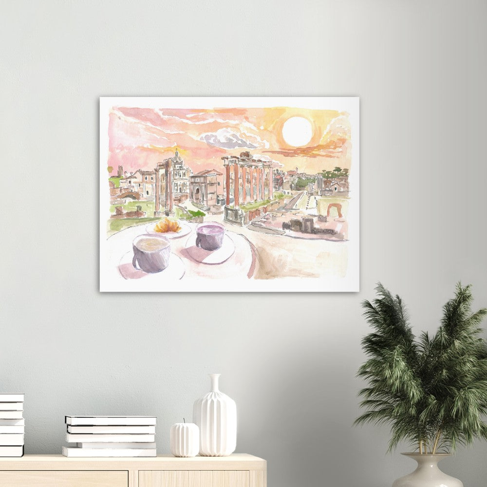 Roman Forum Morning Coffee with View in Rome - Limited Edition Fine Art Print - Original Painting available