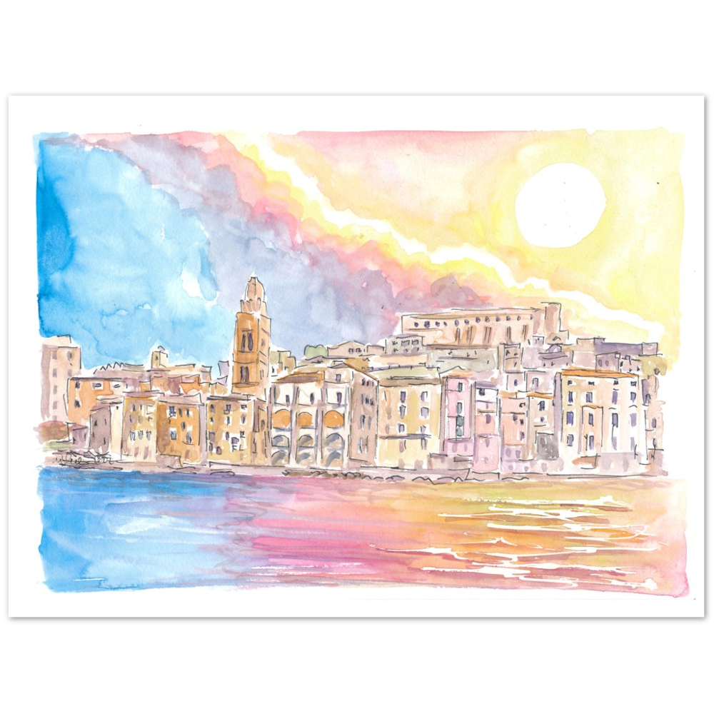 Gaeta Lazio Italy View from Mediterranean Sea - Limited Edition Fine Art Print - Original Painting available