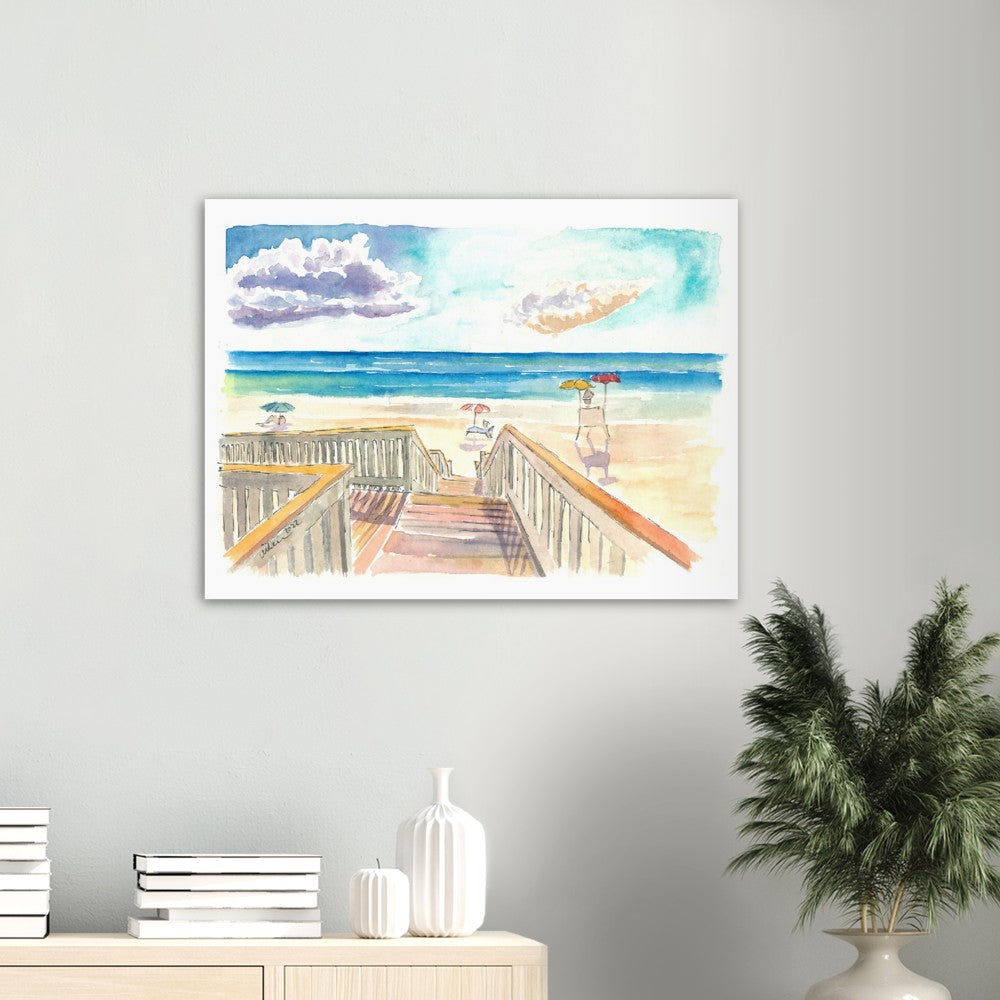Stairs over Sand Dunes to the Ocean - Limited Edition Fine Art Print - Original Painting available