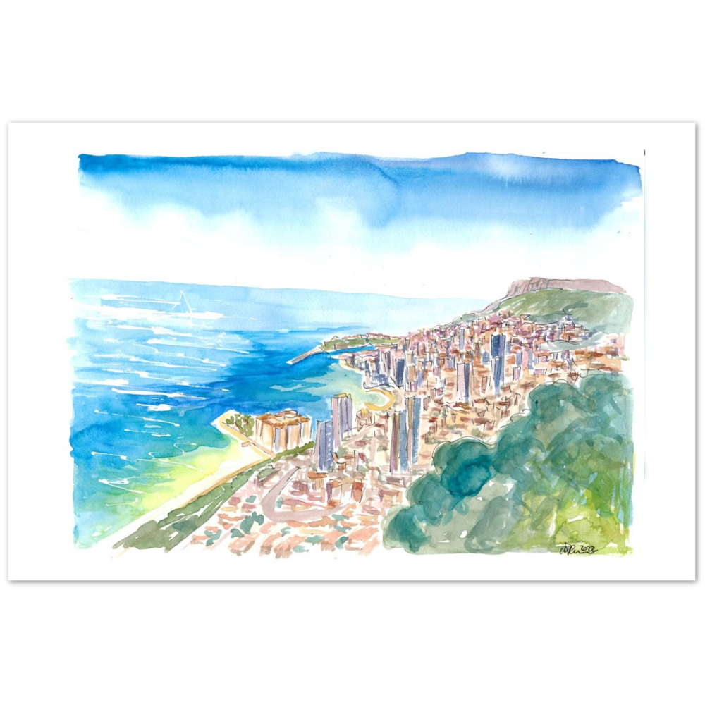Monaco View From the Mountains With Skyline and Sea