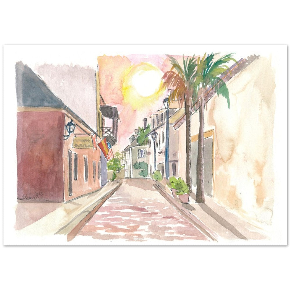 Sunny Street Scene in St. Augustine Florida USA - Limited Edition Fine Art Print - Original Painting available