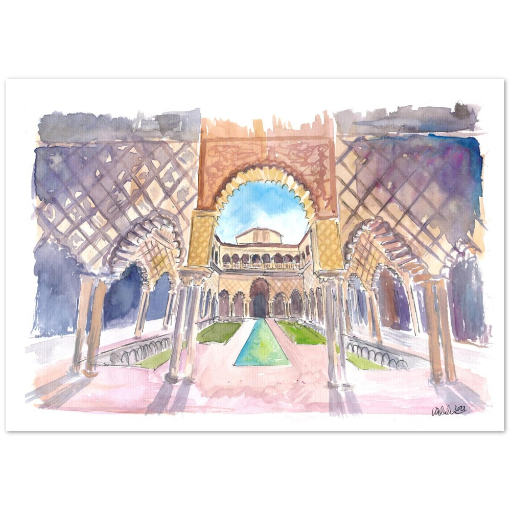 Scene of Patio de las Doncellas of Alcazar in Seville Andalucia