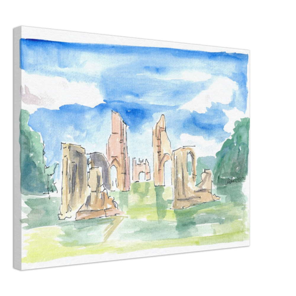 Glastonbury Abbey Ruins Watercolor Impressions - Limited Edition Fine Art Print - Original Painting available