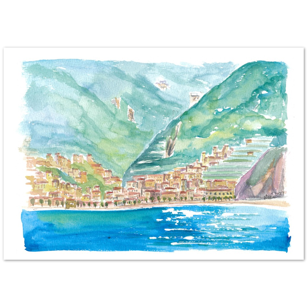 Minori on Amalfi Coast View from Mediterranean Sea - Limited Edition Fine Art Print - Original Painting available