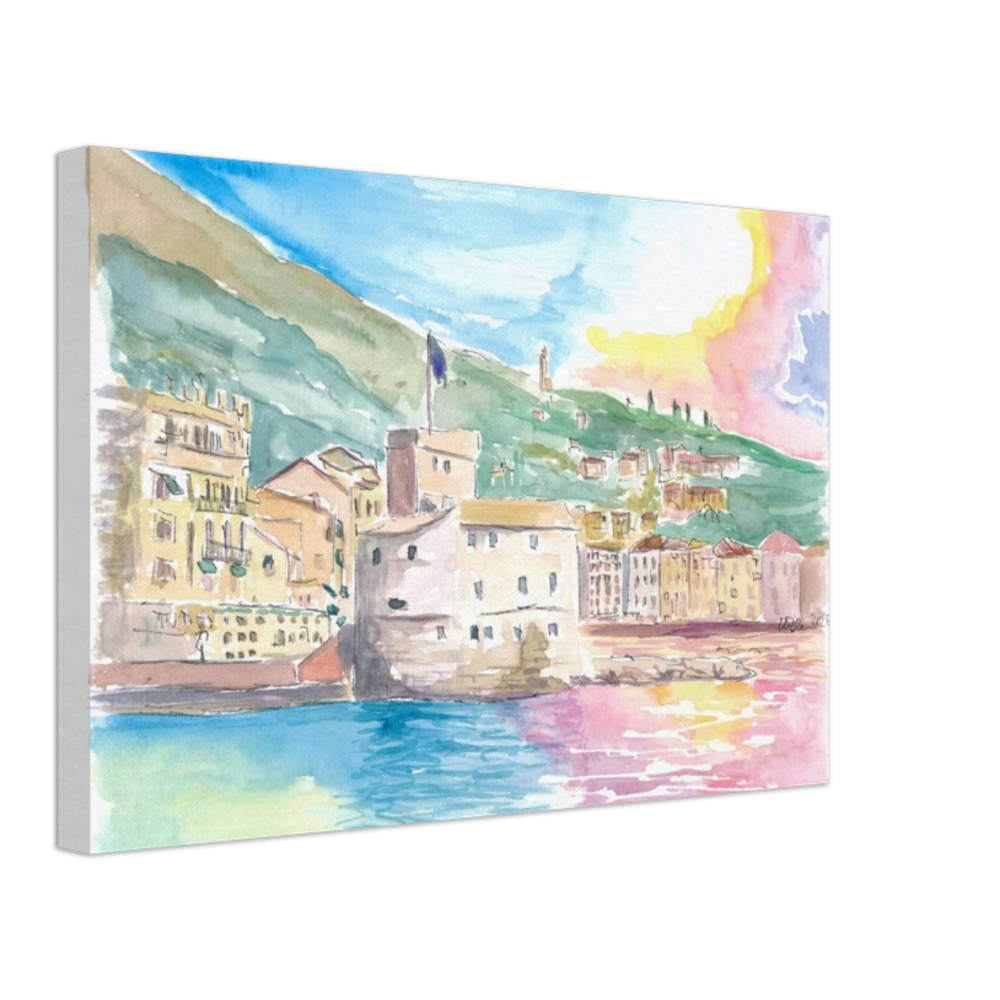Rapallo Sea Front with Harbour Castle and Sun Reflections