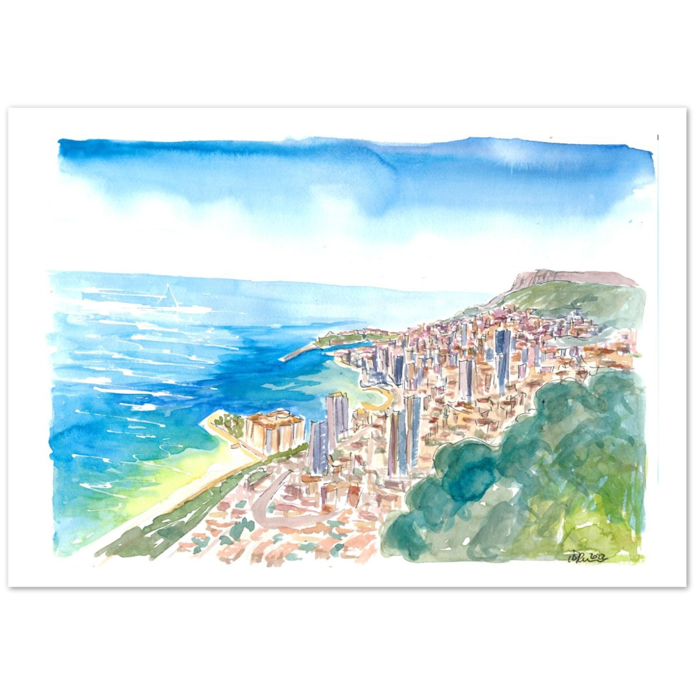 Monaco View From the Mountains With Skyline and Sea