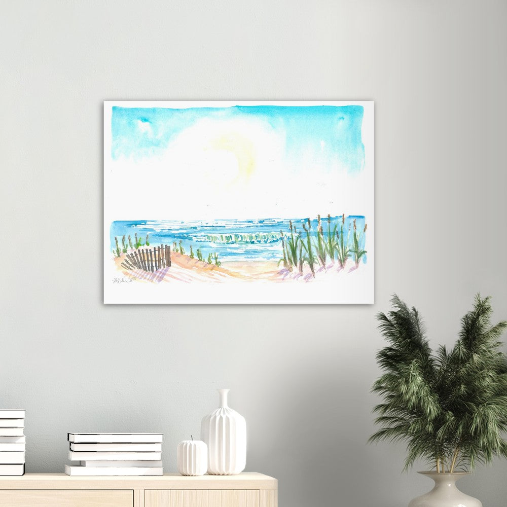 Beach Dunes with Picket Fence and Sea View - Limited Edition Fine Art Print - Original Painting available