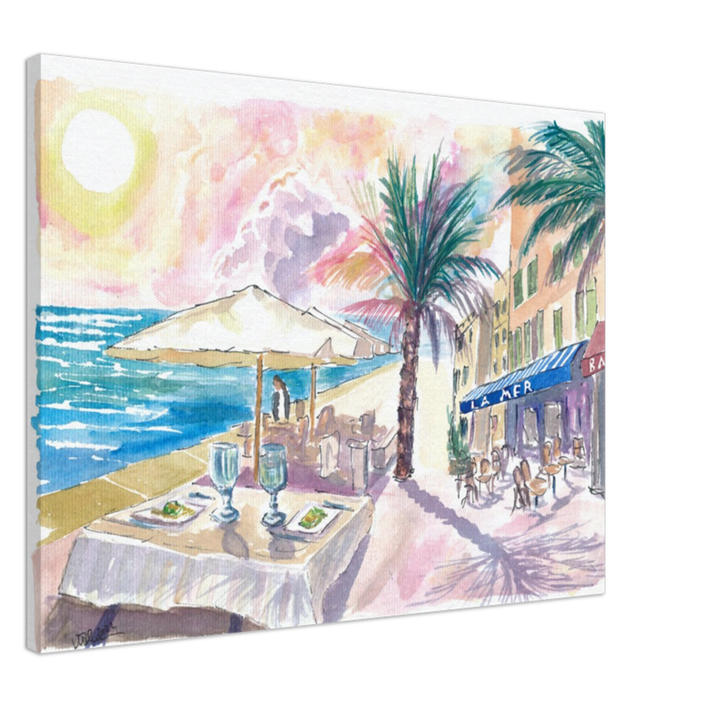 Mediterranean Seaview during Romantic Afternoon at Bar La Mer - Limited Edition Fine Art Print - Original Painting available