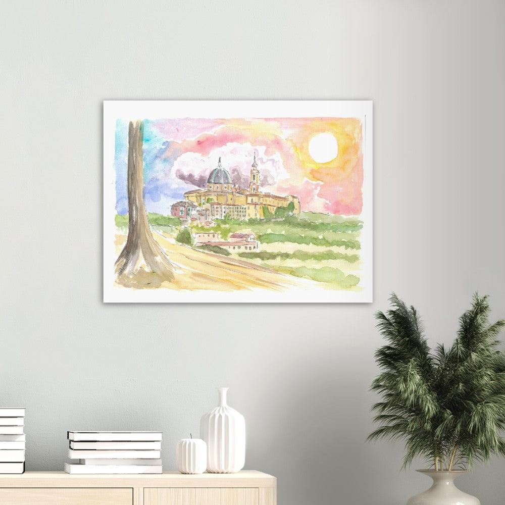 Loreto Italy City Pilgrimage Town on a Marche Hill - Limited Edition Fine Art Print - Original Painting available