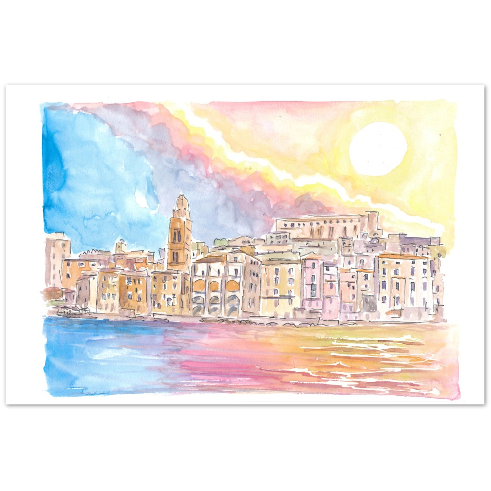 Gaeta Lazio Italy View from Mediterranean Sea - Limited Edition Fine Art Print - Original Painting available