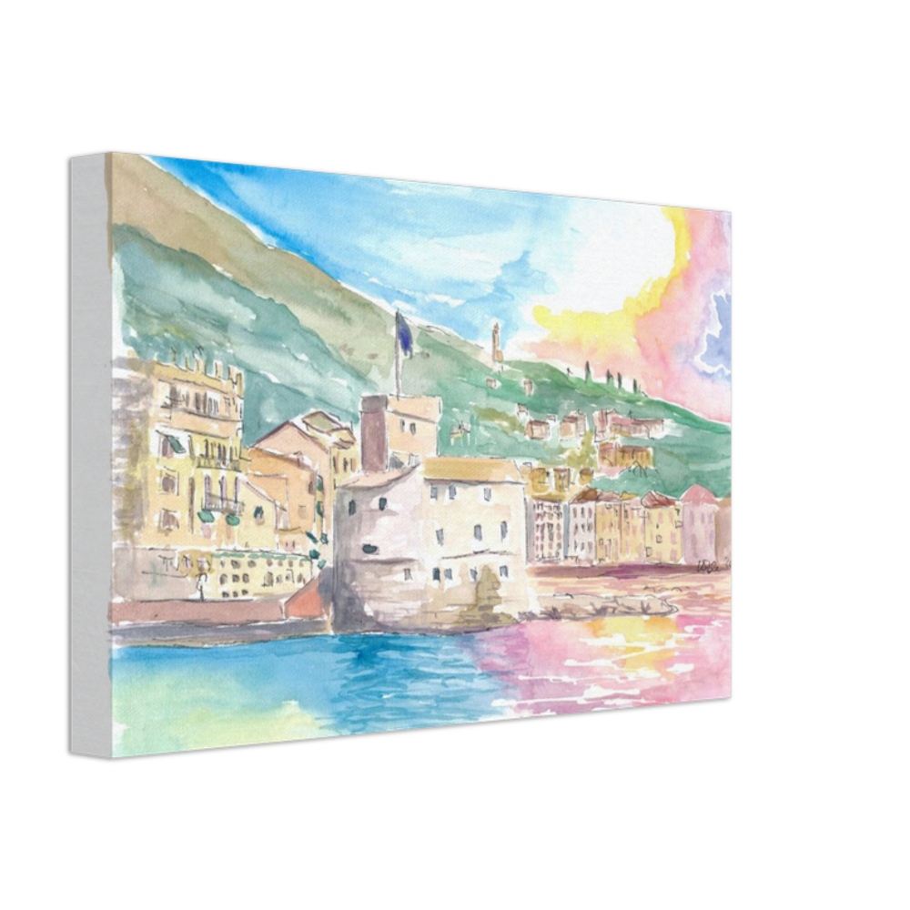 Rapallo Sea Front with Harbour Castle and Sun Reflections