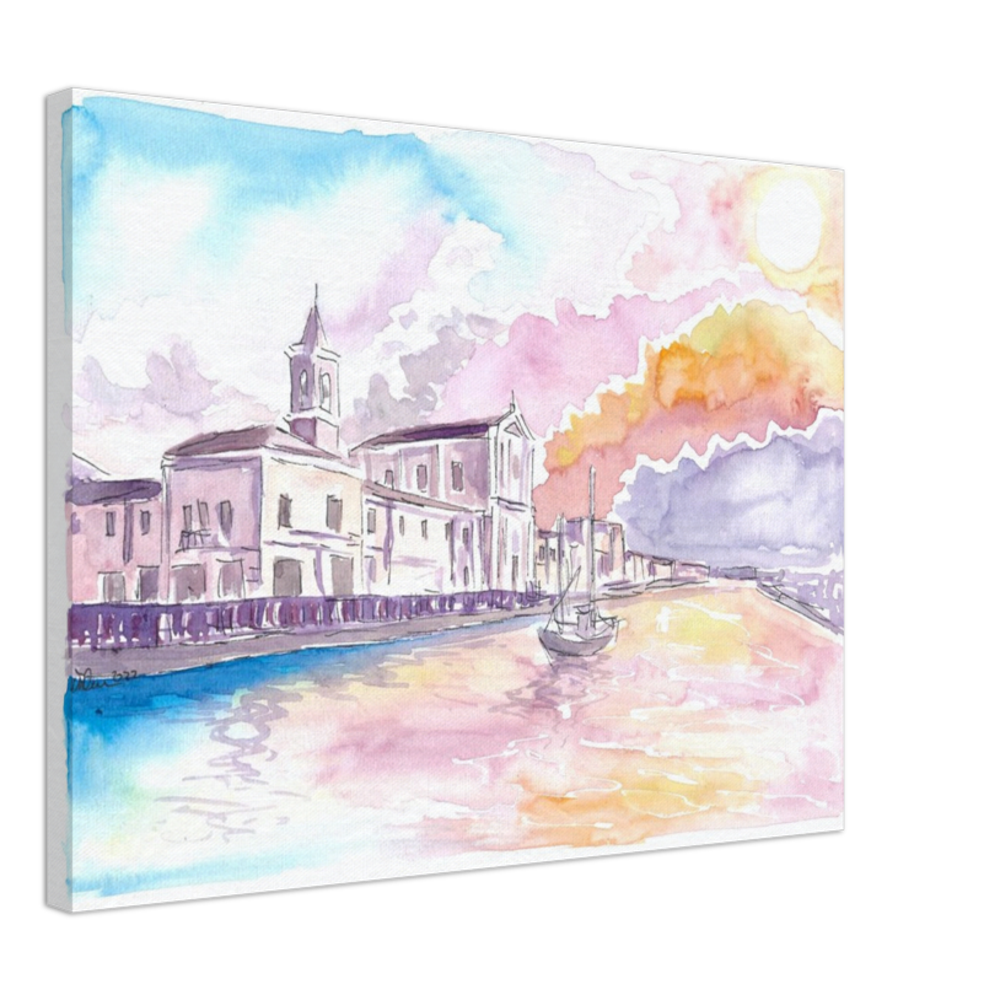 Cesenatico Summer Breeze Harbour Sunset Scene - Limited Edition Fine Art Print - Original Painting available