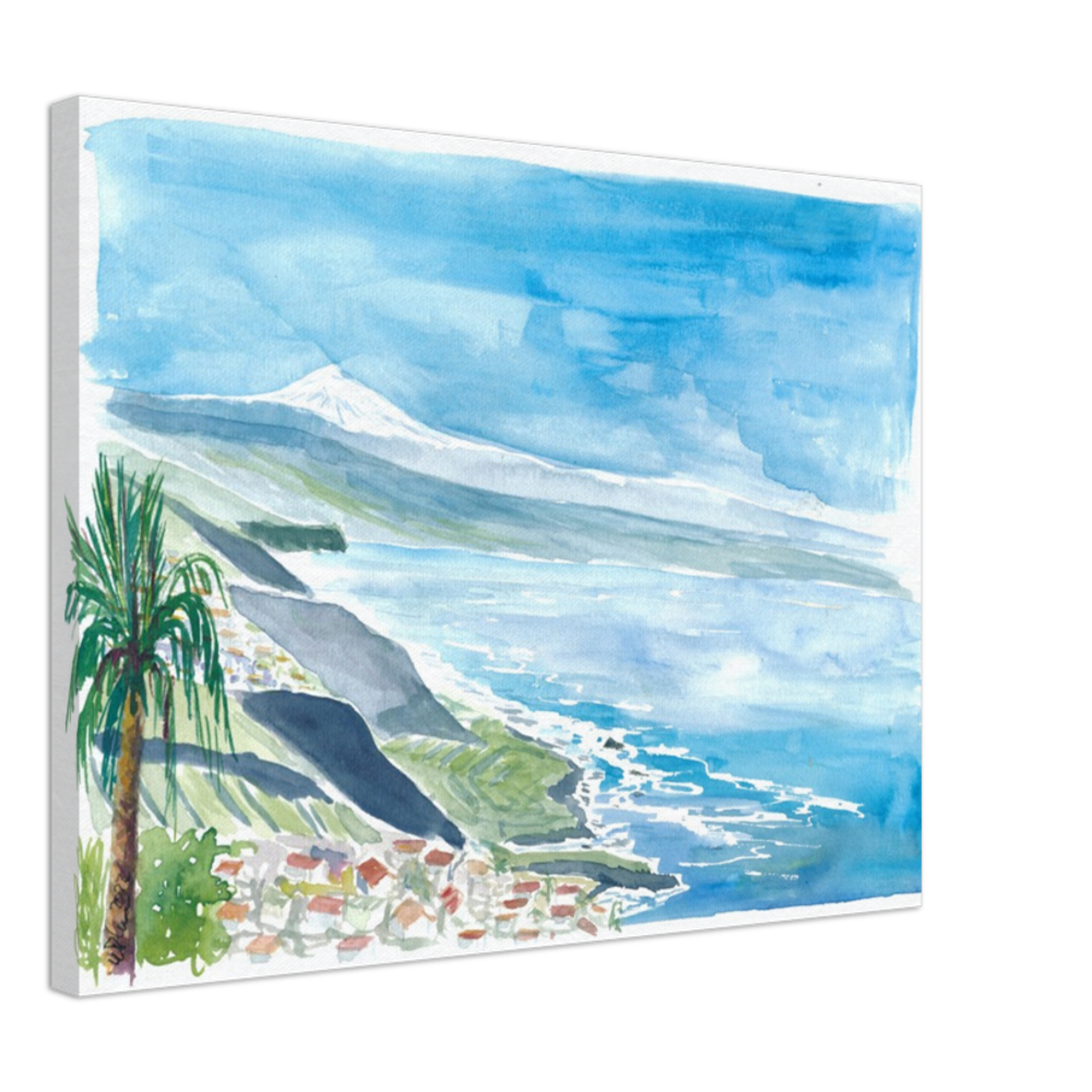 View of Snow Covered Teide in Tenerife Canary Islands - Limited Edition Fine Art Print - Original Painting available