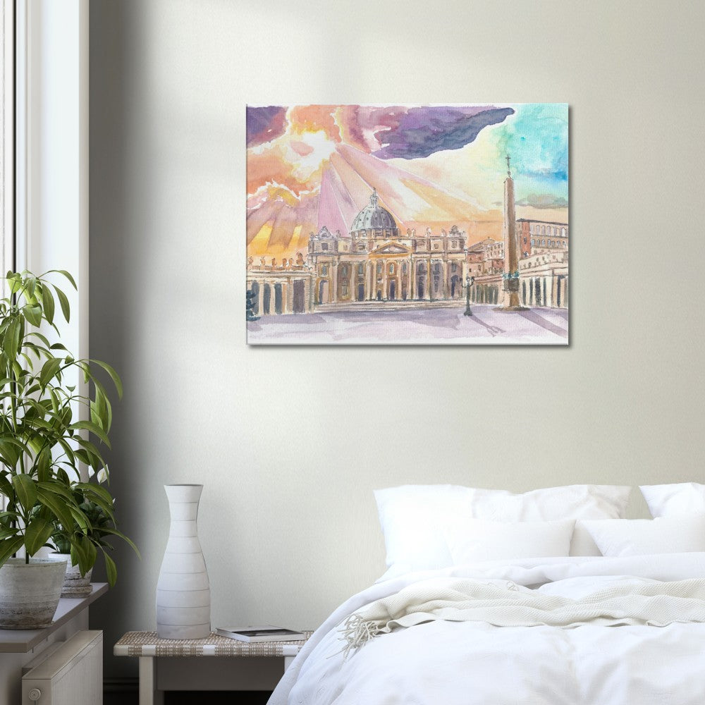 Rome Saint Peter's Illuminated through Sunrays from Gorgeous Skies - Limited Edition Fine Art Print - Original Painting available