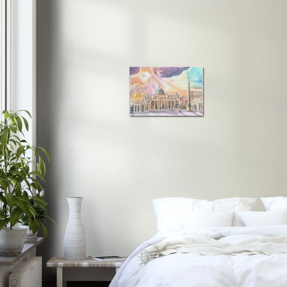 Rome Saint Peter's Illuminated through Sunrays from Gorgeous Skies - Limited Edition Fine Art Print - Original Painting available