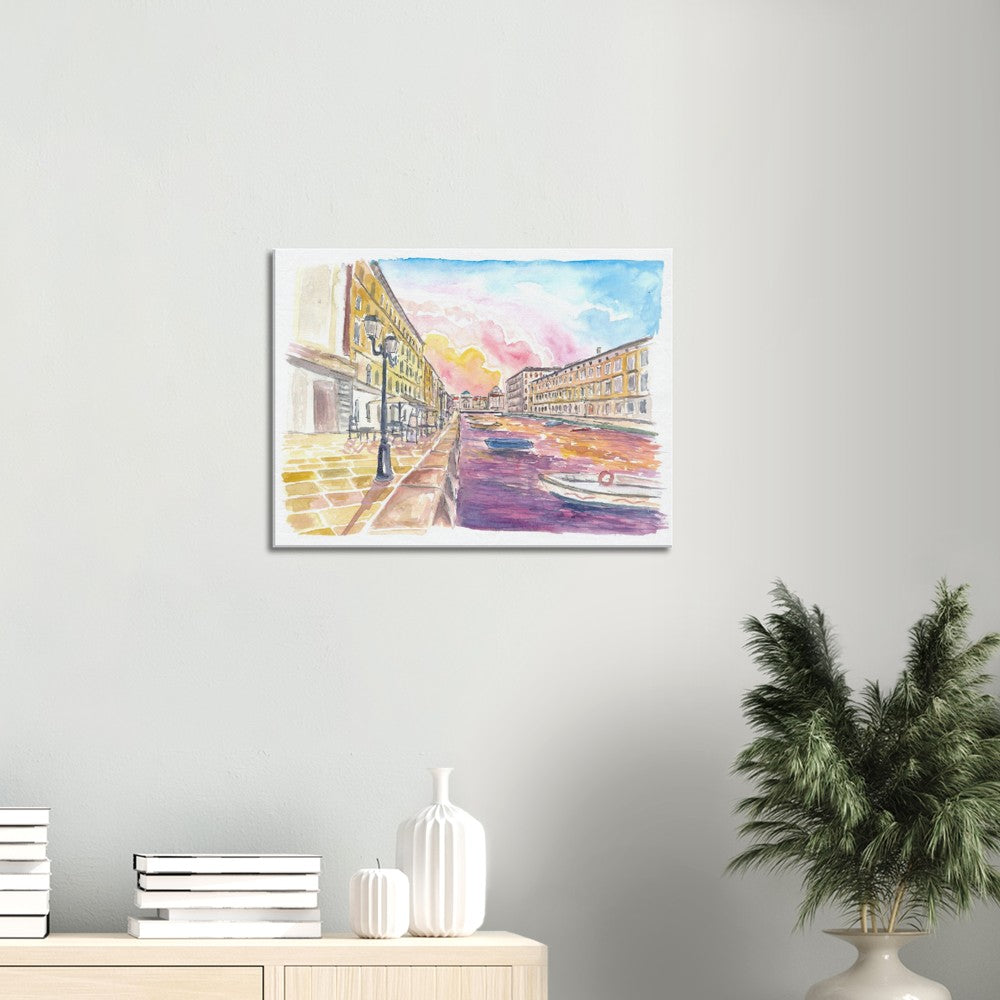 Canal Grande in Trieste Italy at Sunset - Limited Edition Fine Art Print - Original Painting available