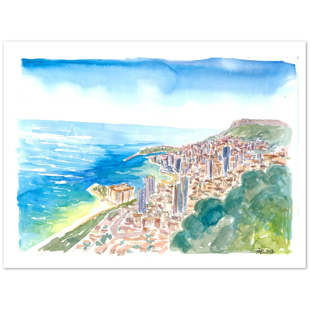 Monaco View From the Mountains With Skyline and Sea